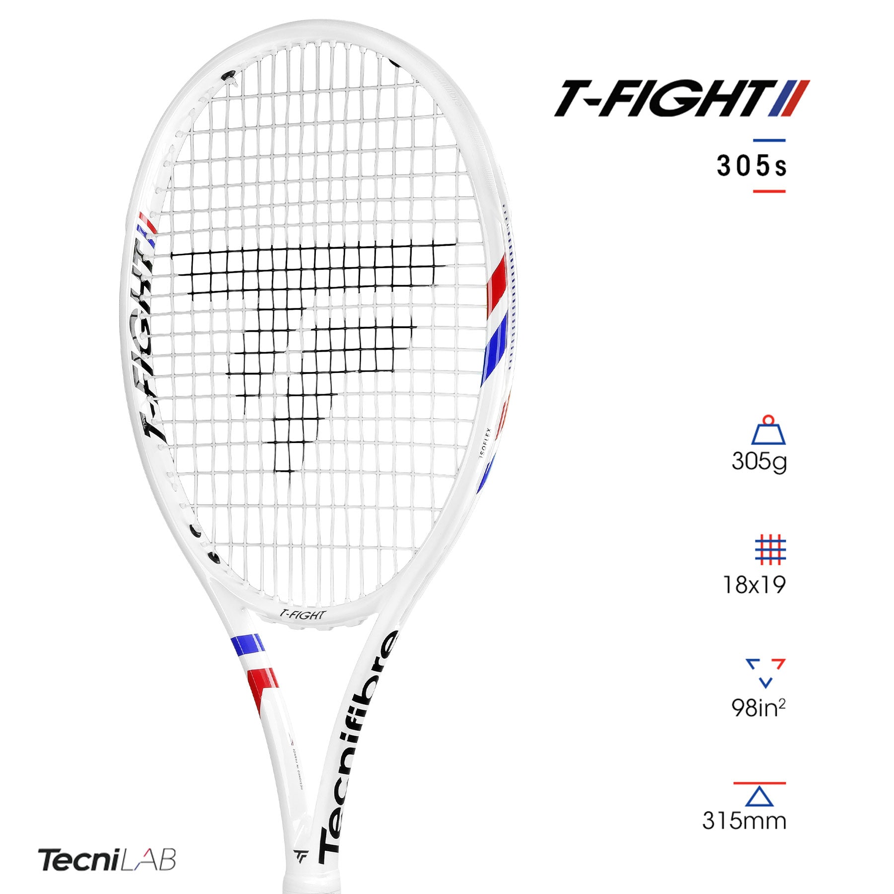 Теннисная ракетка Tecnifibre T-FIGHT 305S, без натяжки