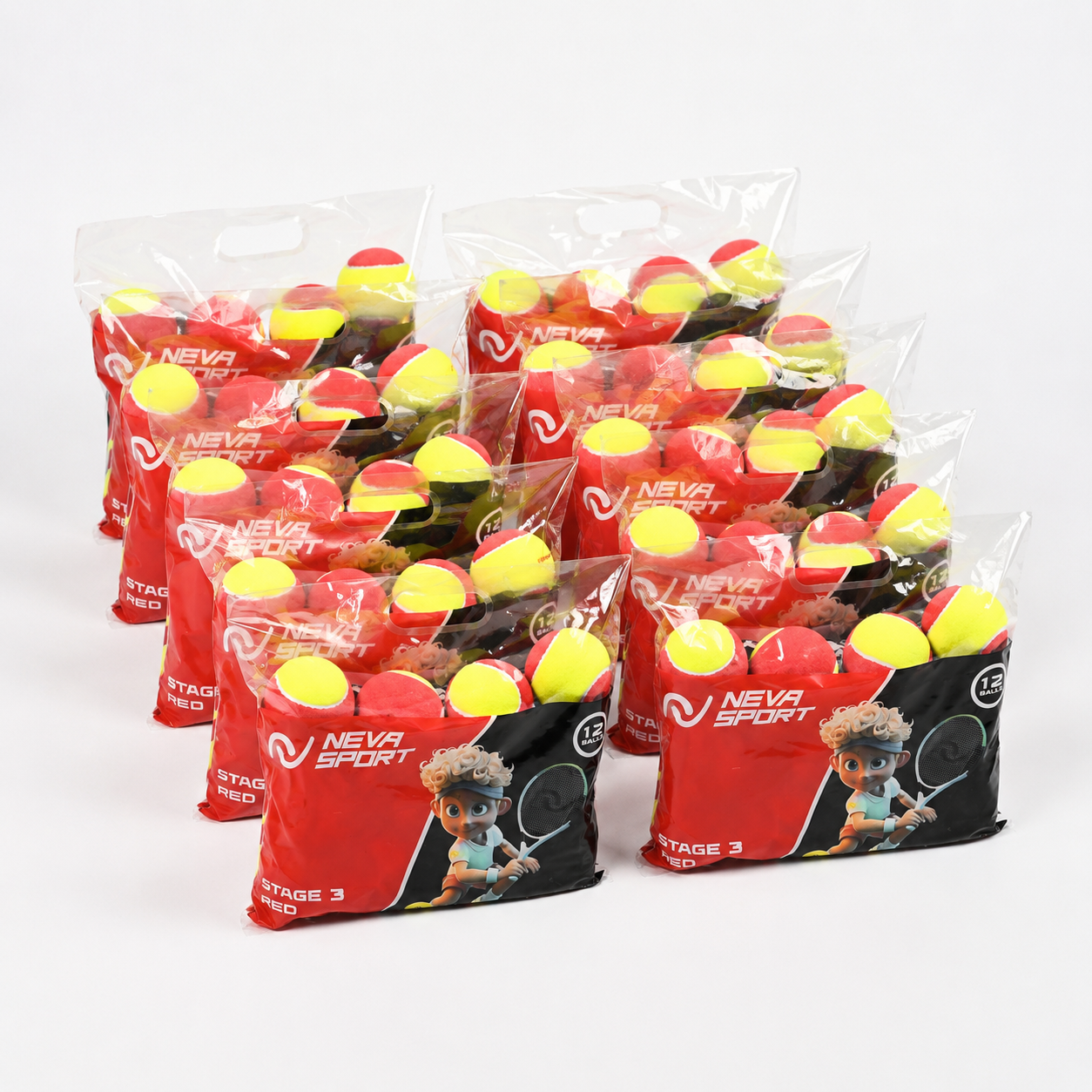 Детские теннисные мячи NEVA SPORT Red (10 упаковок по 12 мячей)
