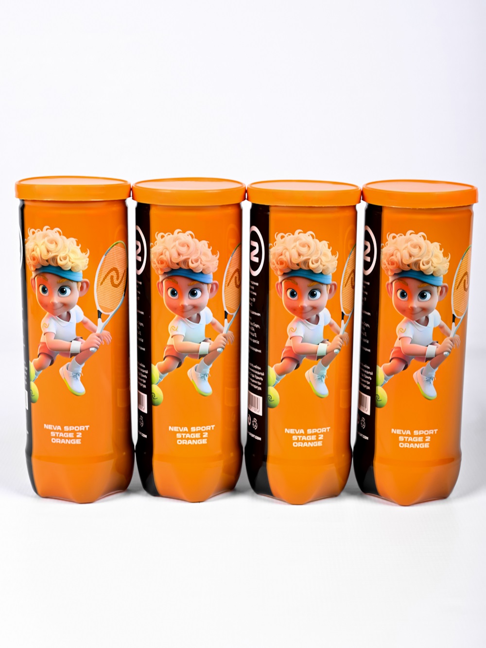 Детские теннисные мячи NEVA SPORT Orange (3 мяча в банке) — фото 2