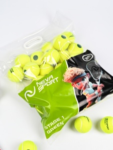 Детские теннисные мячи NEVA SPORT Green (36 мячей в пакете)